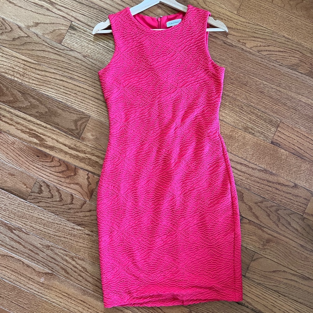 Calvin Klein Orange Textured Sheath Dress